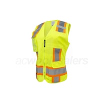 Armateck - Womens Surveyor Mesh Vest with Zipper - Two-Tone Hi-Vis Green - LG