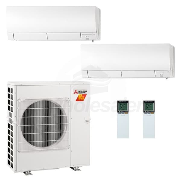 Mitsubishi MXZ-3C30NAHZ2 2-MSZ-FH15NA Wall Mounted 2-Zone H2i System ...